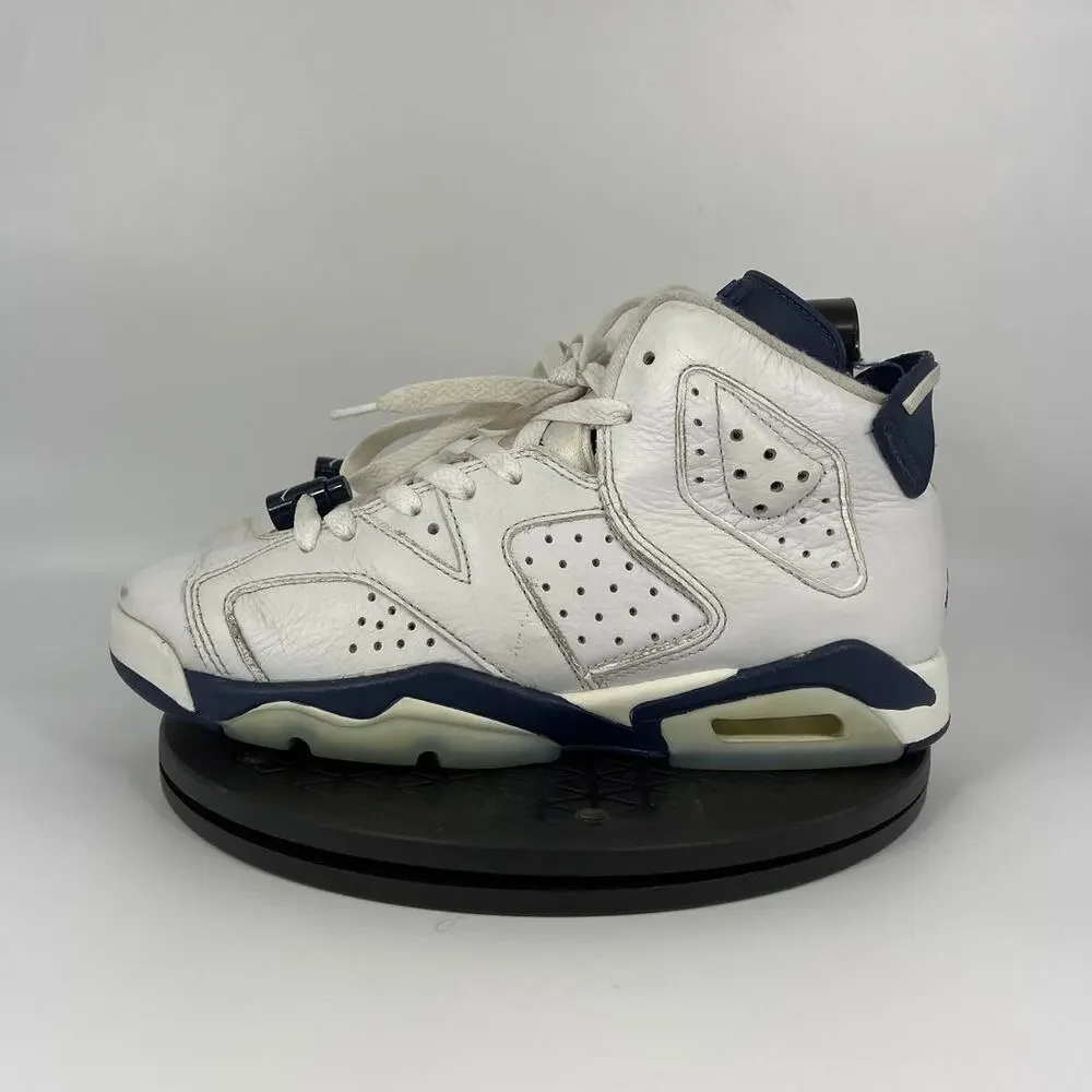 Nike Air Jordan 6 Retro 'Midnight Navy' Basketball Shoes Size 6Y White Blue_7